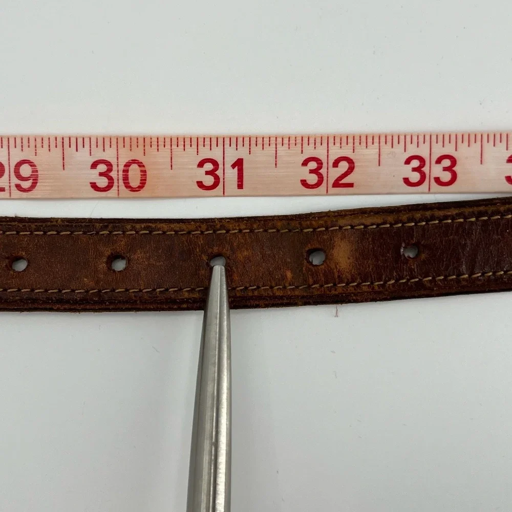Braided Leather Belt Mens 30 Brown Woven Solid Brass Buckle Boho Western Rustic